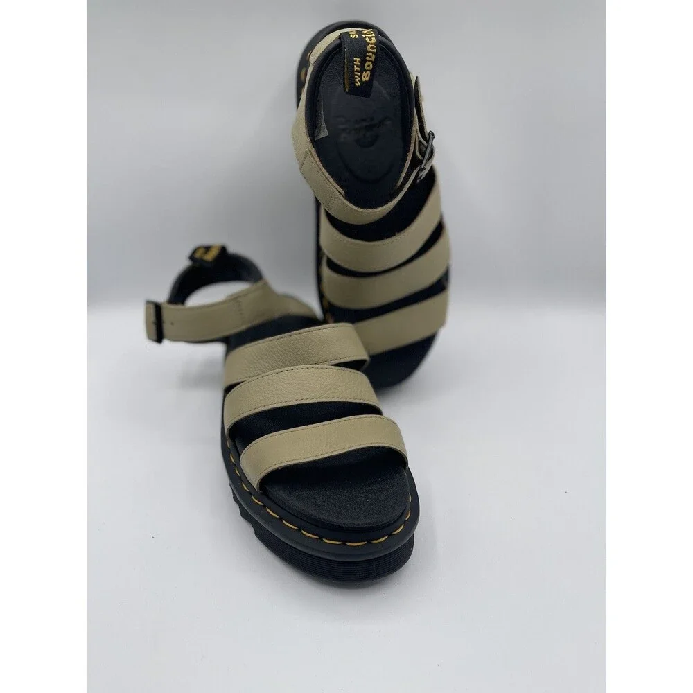 Dr Martens Women Blaire 3 Strap Parchment Beige Sandal Shoes Sz EU 39 US 8 New
